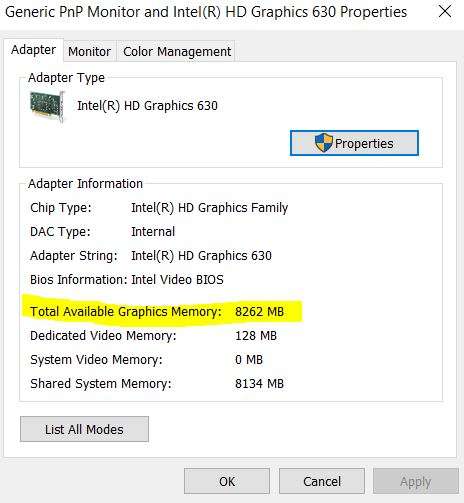 Total Available Graphics Memory & Dedicated Video Memory in detail